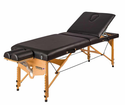 Portable wooden massage table with articulated head and backrest. 5ES-240