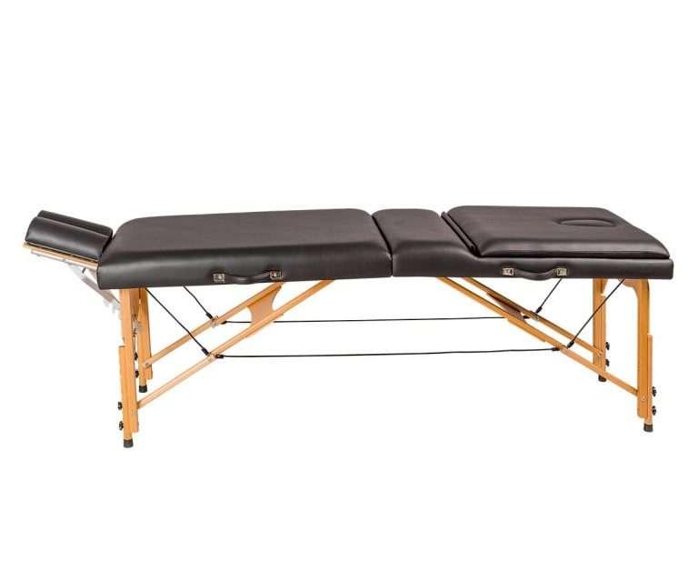 Portable wooden massage table with articulated head and backrest. 5ES-240