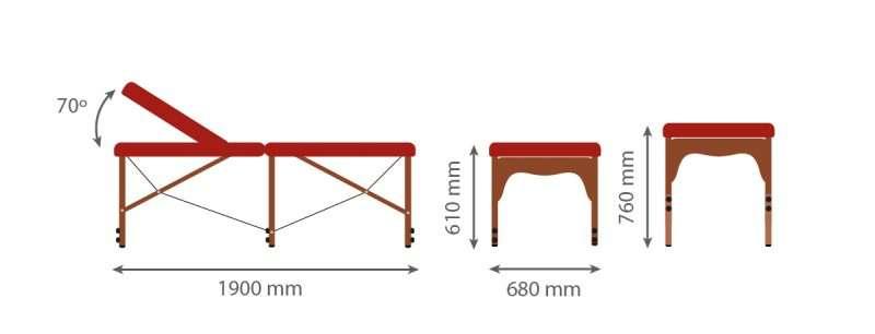 Folding Walnut wood Massage Table with 6 supports and Articulated. 5ES-1431