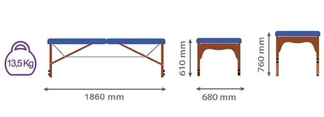 Folding beech wood Massage Table. 5ES-255.