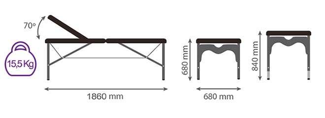 Folding Aluminum Massage Table with articulated backrest 5ES-256